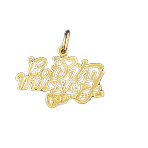 14K GOLD SAYING CHARM - I LOVE COUNTRY MUSIC #10814