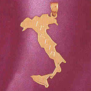 14K GOLD TRAVEL MAP CHARM - ITALY #5066