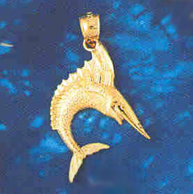 14K GOLD NAUTICAL CHARM - MARLIN #545