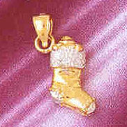 14K GOLD TWO COLOR CHARM - SANTA CLAUS BOOT #5477