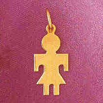 14K GOLD SILHOUETTE CHARM - A GIRL #5848
