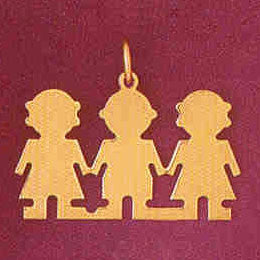 14K GOLD SILHOUETTE CHARM - 2 GIRL 1 BOY #5862