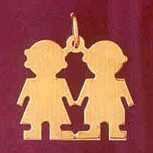 14K GOLD SILHOUETTE CHARM - BOY & GIRL #5866