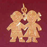 14K GOLD CHILDREN'S CHARM - BOY & GIRL #5895
