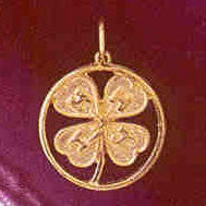 14K GOLD CHARM - 4 LEAF CLOVER #6359