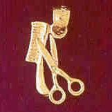 14K GOLD HAIRDRESSER CHARM - COMB AND SCISSORS #6381