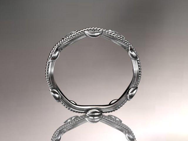 platinum diamond leaf and vine wedding ring,engagement ring,wedding band. nature inspired jewelry - AnjaysDesigns