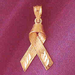 14K GOLD MEDICAL CHARM - AIDS AWARENESS RIBBON #6495
