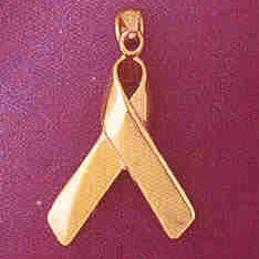 14K GOLD MEDICAL CHARM - AIDS AWARENESS RIBBON #6496
