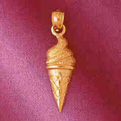 14K GOLD FOOD CHARM - ICE-CREAM #6890