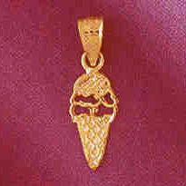 14K GOLD FOOD CHARM - ICE-CREAM #6891