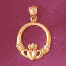 14K GOLD IRISH CLADDAH CHARM #7022