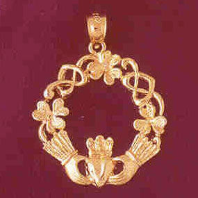 14K GOLD IRISH CLADDAH CHARM #7025