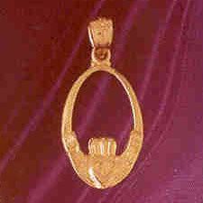 14K GOLD IRISH CLADDAH CHARM #7029