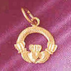 14K GOLD IRISH CLADDAH CHARM #7031