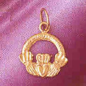 14K GOLD IRISH CLADDAH CHARM #7032