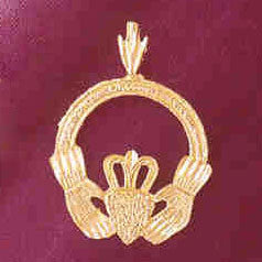 14K GOLD IRISH CLADDAH CHARM #7033