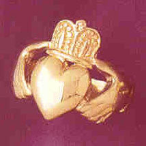 14K GOLD IRISH CLADDAH RING #7043