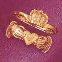 14K GOLD IRISH CLADDAH RING #7046