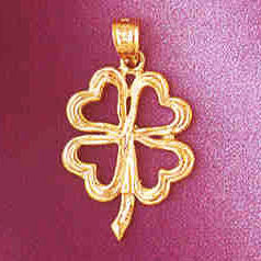 14K GOLD CLADDAH CHARM - 4 LEAF CLOVER #7073