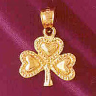 14K GOLD IRISH SHAMROCK CLADDAH CHARM #7075