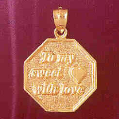 14K GOLD TALKING CHARM - TO MY SWEET LOVE WITH LOVE #7150
