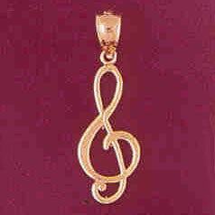 14K GOLD CHARM - MUSIC CLEF SIGN #7324