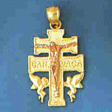14K GOLD TWO COLOR RELIGIOUS CHARM - CRUCIFIX #7494