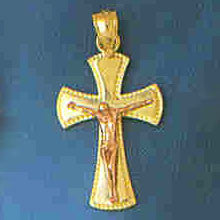14K GOLD TWO COLOR RELIGIOUS CHARM - CRUCIFIX #7495
