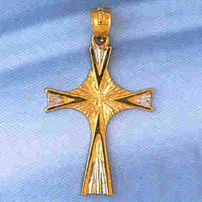 14K GOLD TWO TONE RELIGIOUS CHARM - CROSS #7763