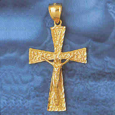 14K GOLD RELIGIOUS CHARM - CRUCIFIX #8378