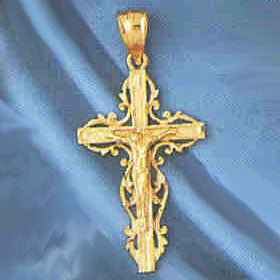 14K GOLD RELIGIOUS CHARM - CRUCIFIX #8396