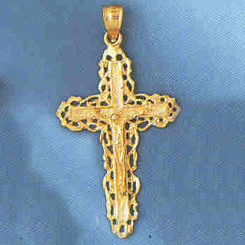 14K GOLD RELIGIOUS CHARM - CRUCIFIX #8397