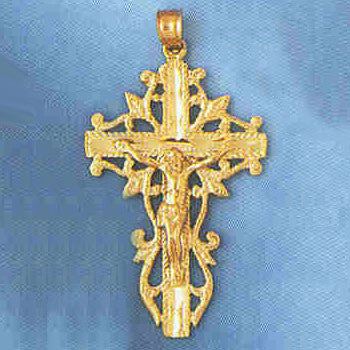 14K GOLD RELIGIOUS CHARM - CRUCIFIX #8398
