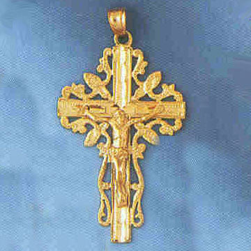 14K GOLD RELIGIOUS CHARM - CRUCIFIX #8399