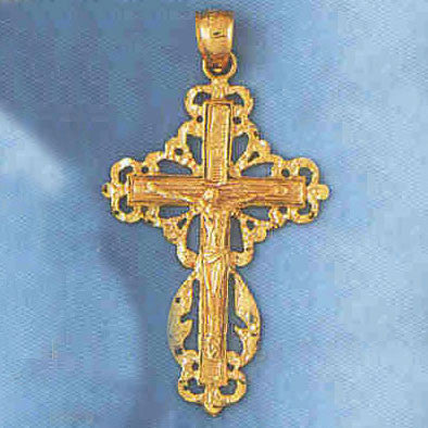 14K GOLD RELIGIOUS CHARM - CRUCIFIX #8400