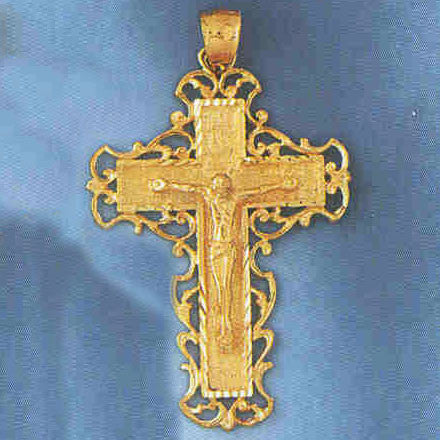 14K GOLD RELIGIOUS CHARM - CRUCIFIX #8401