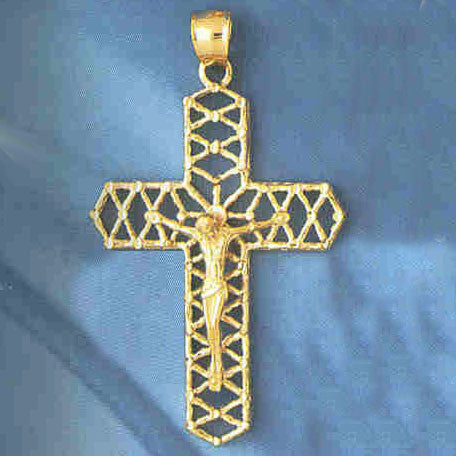 14K GOLD RELIGIOUS CHARM - CRUCIFIX #8402