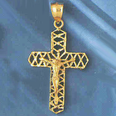 14K GOLD RELIGIOUS CHARM - CRUCIFIX #8403
