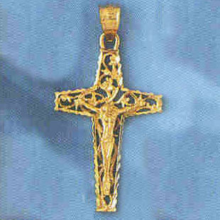 14K GOLD RELIGIOUS CHARM - CRUCIFIX #8405