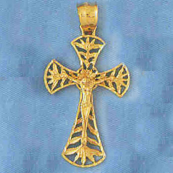 14K GOLD RELIGIOUS CHARM - CRUCIFIX #8407