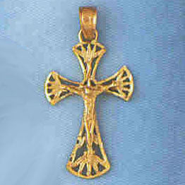 14K GOLD RELIGIOUS CHARM - CRUCIFIX #8408