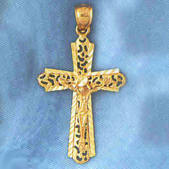 14K GOLD RELIGIOUS CHARM - CRUCIFIX #8411