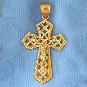 14K GOLD RELIGIOUS CHARM - CRUCIFIX #8413