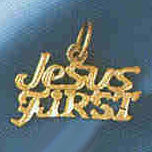 14K GOLD RELIGIOUS CHARM - JESUS FIRST #8612