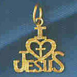14K GOLD RELIGIOUS CHARM - I LOVE JESUS #8613
