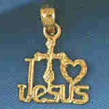 14K GOLD RELIGIOUS CHARM - I LOVE JESUS #8614