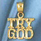 14K GOLD RELIGIOUS CHARM - TRY GOD #8618