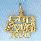 14K GOLD RELIGIOUS CHARM - GOD LOVES YOU #8622