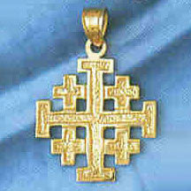 14K GOLD RELIGIOUS CHARM - FIVEFOLD CROSS #8866